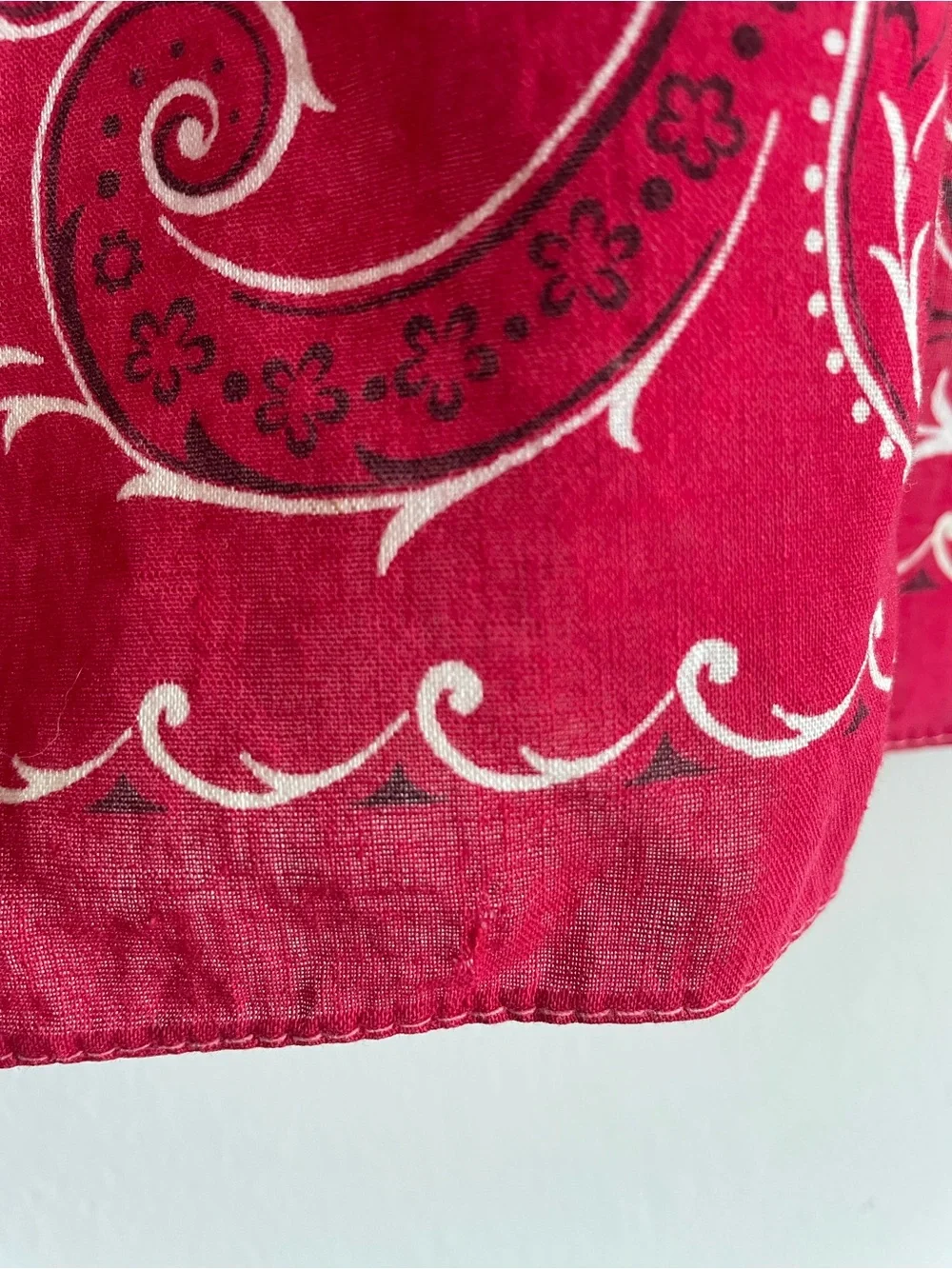 Vintage 60s Wamcraft bandana RN 32557 cotton red classic paisley selvedge edge